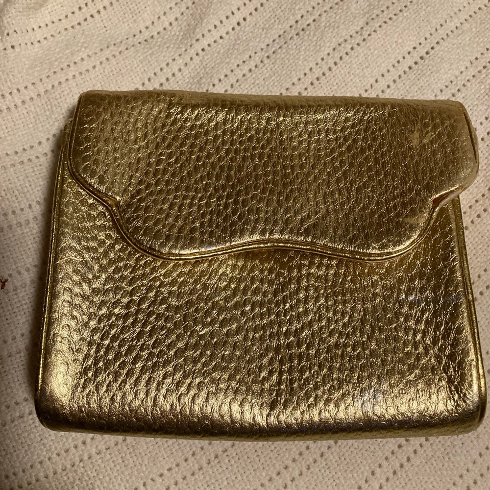 Vintage YSL Rive Gauche gold leather evening bag